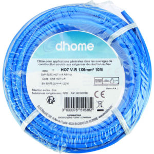 Image produit – Fil H07 V-R 6 mm² Dhome – Longueur 10 m – Bleu (alt)