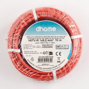 Image produit – Fil H07 V-R 6 mm² Dhome – Longueur 10 m – Rouge (alt)