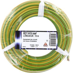 Image produit – Fil H07 V-R 6 mm² Dhome – Longueur 10 m – Vert / jaune (alt)